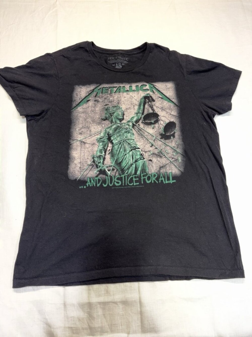 2017 Metallica Justice For All Black T Shirt Men 2XL Merch Traffic Heavy Metal